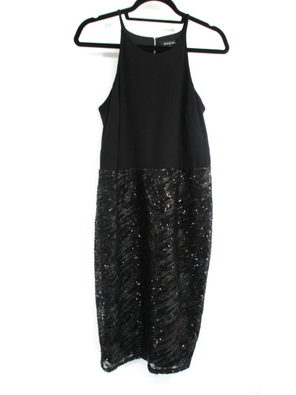 Marina Womens Dress 12 Black Dress Sequins Sleeveless Ladies Size 12 New Classic